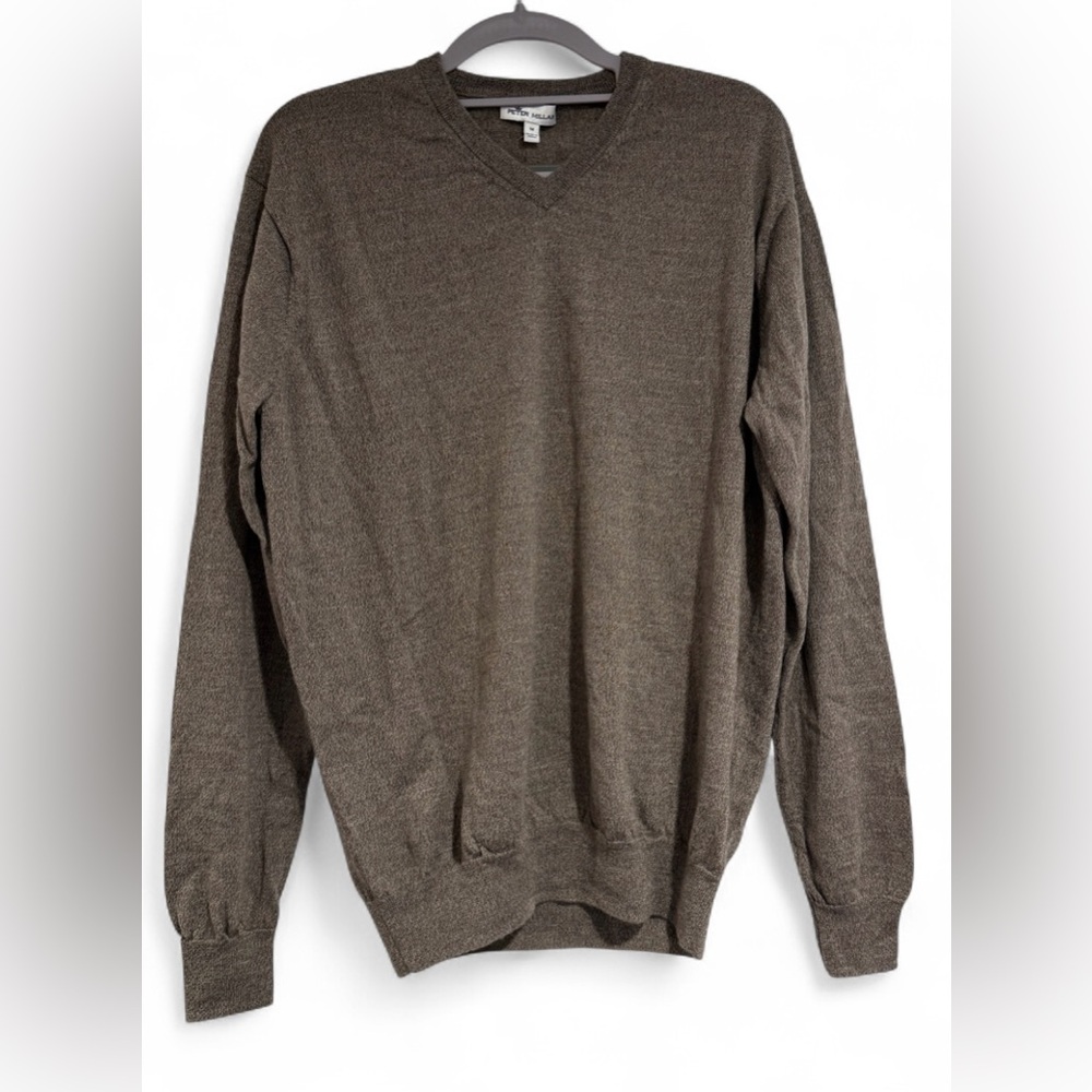 Peter Millar Wool Blend Brown Vneck Sweater Men's Sz Medium Luxury Knit Pullover